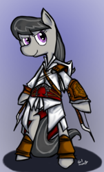 Size: 1410x2332 | Tagged: safe, artist:voids-edge, octavia melody, pony, g4, assassin's creed, crossover, female, solo