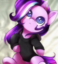 Size: 800x880 | Tagged: safe, artist:okaces, starlight glimmer, pony, unicorn, g4, bed, clothes, cute, female, glimmerbetes, heart eyes, hoodie, solo, sweater, wingding eyes