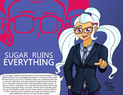 Size: 2200x1700 | Tagged: safe, artist:meganekkoplymouth241, sugarcoat, equestria girls, g4, my little pony equestria girls: friendship games, adam ruins everything, dialogue, human coloration, looking at you, mouthpiece, reference, smug, sugarcoat being sugarcoat