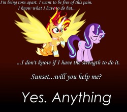 Size: 2000x1752 | Tagged: safe, artist:comic-graffiti, artist:luckreza8, edit, starlight glimmer, sunset shimmer, pony, equestria girls, g4, my little pony equestria girls: friendship games, daydream shimmer, equestria girls ponified, kylo ren, photoshop, ponified, spoilers for another series, star wars, star wars: the force awakens, this will end in death, this will end in tears