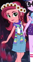 Size: 249x466 | Tagged: safe, gloriosa daisy, sci-twi, twilight sparkle, equestria girls, g4, my little pony equestria girls: legend of everfree, cropped, female, floral head wreath, flower, looking at you