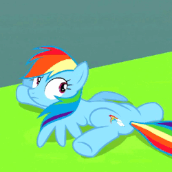 Size: 405x405 | Tagged: safe, screencap, rainbow dash, spitfire, pegasus, pony, g4, newbie dash, animated, clothes, female, flapping, flapping wings, flying, lying down, mare, prone, sploot, spread wings, uniform, wings, wonderbolts uniform