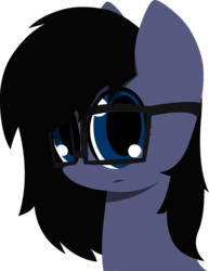 Size: 2568x3329 | Tagged: safe, oc, oc only, oc:starry dusk, pony, black hair, blue eyes, bust, clean, confused, female, game, glasses, high res, long hair, looking sideways, mare, original character do not steal, shadows, side look, simple background, solo, style, transparent background, vector