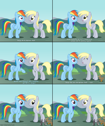 Size: 5015x6030 | Tagged: safe, artist:noah-x3, derpy hooves, rainbow dash, duck, pegasus, pony, rabbit, g4, absurd resolution, comic, female, mare, show accurate