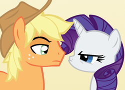 Size: 725x521 | Tagged: safe, artist:dilemmas4u, applejack, rarity, g4, applejack (male), duo, frown, rule 63, show accurate