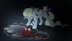 Size: 1920x1080 | Tagged: safe, artist:batlover800, oc, oc only, pony, unicorn, clothes, magic, puddle, scarf