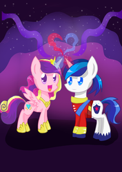Size: 1240x1754 | Tagged: safe, artist:derpsonhooves, princess cadance, shining armor, pony, g4, duo, magic