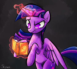 Size: 2913x2600 | Tagged: safe, artist:stupchek, twilight sparkle, alicorn, pony, g4, book, female, magic, solo, twilight sparkle (alicorn)