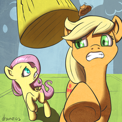 Size: 1000x1000 | Tagged: safe, artist:draneas, applejack, fluttershy, g4, board game, micro, tabletop game