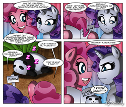 Size: 800x679 | Tagged: safe, artist:xjkenny, pinkie pie, rarity, panda, g4, comic