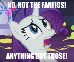 Size: 640x537 | Tagged: safe, edit, edited screencap, screencap, rarity, castle sweet castle, g4, caption, fanfic, image macro, meme, reaction image, shocked