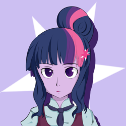 Size: 1000x1000 | Tagged: safe, artist:umejiru, sci-twi, twilight sparkle, equestria girls, g4, bust, colored pupils, female, looking at you, serious face, solo