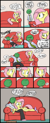 Size: 1099x2688 | Tagged: safe, artist:shoutingisfun, fluttershy, oc, oc:anon, human, pegasus, pony, g4, anon's couch, clothes, comfy, comic, couch, cute, dialogue, female, food, friday night, ham, human on pony snuggling, looking at each other, lying down, mare, meat, necktie, open mouth, pacific rim, pants, pepperoni, pepperoni pizza, pizza, pizza box, prone, shirt, sitting, slice of life, snuggling, socks, speech bubble, sploot, watching, wholesome