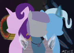 Size: 974x707 | Tagged: safe, artist:jerryvhern, maud pie, starlight glimmer, trixie, pony, unicorn, g4, fanfic art, female, hilarious in hindsight, lesbian, mare, ot3, polyamory, ship:mauxie, ship:startrix, shipping, starmaud, starmauxie