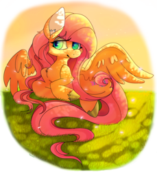 Size: 3352x3656 | Tagged: safe, artist:plaguedogs123, fluttershy, pegasus, pony, g4, ear fluff, female, high res, prone, solo, spread wings, unshorn fetlocks