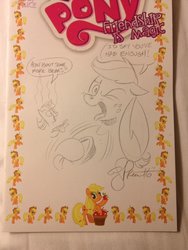 Size: 768x1024 | Tagged: safe, artist:andypriceart, applejack, twilight sparkle, g4, andy you magnificent bastard, blazing saddles, comic cover, commission, implied farting, reference, traditional art