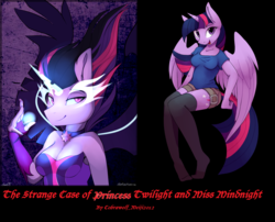 Size: 1502x1216 | Tagged: safe, artist:php41, derpibooru exclusive, sci-twi, twilight sparkle, anthro, plantigrade anthro, equestria girls, g4, cover art, dr jekyll and mr hyde, fimfiction, midnight sparkle, twilight sparkle (alicorn)