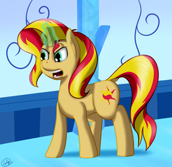 Size: 3639x3531 | Tagged: safe, artist:ookamithewolf1, sunset shimmer, pony, unicorn, g4, female, open mouth, solo