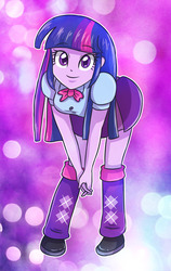 Size: 2011x3184 | Tagged: safe, artist:sumin6301, twilight sparkle, equestria girls, g4, adorkable, bent over, clothes, cute, dork, female, high res, leg warmers, pleated skirt, shoes, skirt, solo, twiabetes, twilight sparkle (alicorn)