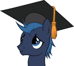 Size: 3337x2960 | Tagged: safe, artist:outlawedtofu, oc, oc only, oc:pommel, graduation, graduation cap, hat, high res, scrunchy face, simple background, transparent background, vector