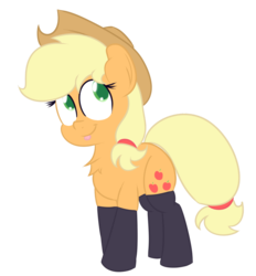 Size: 1280x1378 | Tagged: safe, artist:mr-degration, applejack, g4, boots, chest fluff, cute, female, jackabetes, simple background, solo, tongue out, transparent background