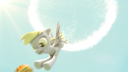 Size: 1920x1080 | Tagged: safe, artist:juicedane, derpy hooves, pegasus, pony, g4, 3d, female, food, mare, muffin, solo, sonic xboom, source filmmaker