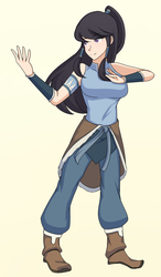 Size: 1123x1920 | Tagged: safe, artist:jonfawkes, octavia melody, human, g4, clothes, commission, cosplay, costume, crossover, female, humanized, korra, pose, simple background, smiling, solo, the legend of korra, white background