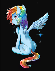 Size: 800x1031 | Tagged: safe, artist:tzc, rainbow dash, crystal pony, pony, g4, alternate timeline, amputation, apocalypse dash, backwards cutie mark, broken wing, crying, crystal war timeline, crystallized, female, solo