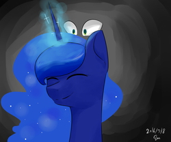 Size: 3600x3000 | Tagged: safe, artist:passigcamel, princess luna, queen chrysalis, g4, behind you, eyes closed, high res, smiling