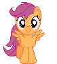 Size: 84x93 | Tagged: safe, artist:onil innarin, derpibooru exclusive, scootaloo, pegasus, pony, g4, c:, cute, cutealoo, female, filly, looking at you, pixel art, simple background, smiling, solo, spread wings, transparent background, wings
