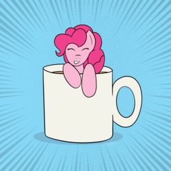 Size: 1600x1600 | Tagged: dead source, safe, artist:php47, pinkie pie, g4, coffee, coffee mug, female, pink horse daily, pinkie found the coffee, solo