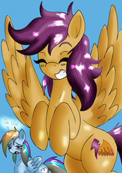 Size: 2480x3507 | Tagged: safe, artist:alcasar-reich, rainbow dash, scootaloo, g4, alternate cutie mark, high res, older