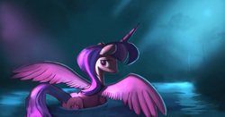 Size: 15120x7920 | Tagged: safe, artist:auroriia, twilight sparkle, alicorn, pony, g4, absurd resolution, female, looking at you, solo, twilight sparkle (alicorn), water