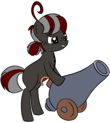 Size: 2237x2500 | Tagged: safe, artist:datapony, oc, oc only, oc:squeaky pitch, pony, cannon, high res, simple background, solo, transparent background