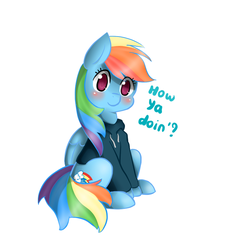 Size: 690x767 | Tagged: safe, artist:moondreamer16, rainbow dash, g4, blushing, bronybait, clothes, cute, dashabetes, female, head tilt, hoodie, looking at you, question, simple background, sitting, smiling, solo, white background