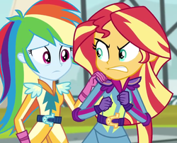 Size: 722x584 | Tagged: safe, screencap, rainbow dash, sunset shimmer, equestria girls, g4, my little pony equestria girls: friendship games, angry, cropped, female