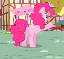 Size: 362x333 | Tagged: safe, screencap, pinkie pie, earth pony, pony, g4, pinkie pride, butt, cropped, female, mare, plot