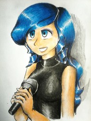 Size: 1920x2560 | Tagged: safe, artist:nolyanimeid, coloratura, human, g4, clothes, dress, female, humanized, microphone, rara, solo, traditional art