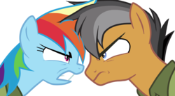 Size: 956x528 | Tagged: dead source, safe, artist:limedazzle, quibble pants, rainbow dash, g4, stranger than fan fiction, angry, simple background, transparent background, vector