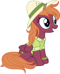 Size: 9885x12147 | Tagged: safe, artist:pink1ejack, sweet pepper, g4, stranger than fan fiction, absurd resolution, background pony, clothes, cosplay, hat, inkscape, simple background, sitting, smiling, solo, transparent background, vector