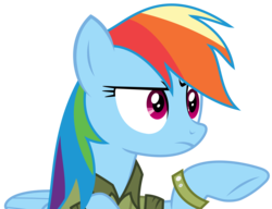 Size: 4519x3472 | Tagged: safe, artist:sketchmcreations, rainbow dash, g4, my little pony: friendship is magic, stranger than fan fiction, annoyed, frown, pointing, simple background, transparent background, vector