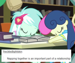 Size: 452x378 | Tagged: safe, edit, edited screencap, screencap, bon bon, lyra heartstrings, snails, snips, sweetie drops, equestria girls, g4, my little pony equestria girls: friendship games, comments, sleeping, tumblr, tumblr fandom text posts