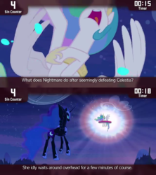 Size: 640x720 | Tagged: safe, edit, edited screencap, screencap, nightmare moon, princess celestia, cinemare sins, g4, princess twilight sparkle (episode)