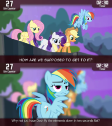 Size: 640x720 | Tagged: safe, edit, edited screencap, screencap, applejack, fluttershy, rainbow dash, rarity, cinemare sins, g4, princess twilight sparkle (episode), butt, plot