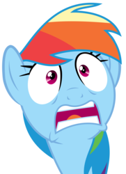 Size: 2191x3028 | Tagged: safe, artist:sketchmcreations, rainbow dash, g4, stranger than fan fiction, high res, open mouth, rainbow dash is best facemaker, simple background, terrified, transparent background, vector