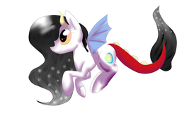 Size: 3300x2200 | Tagged: safe, artist:bravefleet, oc, oc only, oc:chaos, art trade, bat wings, cute, flying, high res