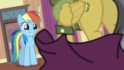 Size: 1920x1080 | Tagged: safe, screencap, daring do, rainbow dash, pony, g4, stranger than fan fiction, butt, daring donk, female, mare, out of context, plot