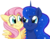 Size: 2029x1576 | Tagged: safe, artist:bloodorangepancakes, fluttershy, princess luna, alicorn, pegasus, pony, g4, blushing, female, lesbian, mare, scrunchy face, ship:lunashy, shipping, simple background, spread wings, squishy cheeks, transparent background