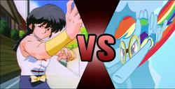 Size: 799x409 | Tagged: safe, rainbow dash, g4, anime, death battle, exploitable meme, meme, ranma 1/2, ranma saotome