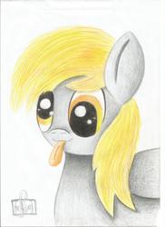 Size: 1700x2338 | Tagged: safe, artist:electric-television, derpy hooves, pony, g4, female, silly, silly pony, solo, tongue out